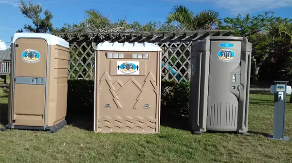 Royal Throne Room portable restroom units on site